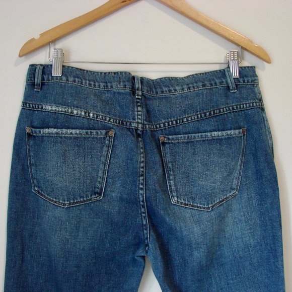 Free People Jeans Anthropologie Distressed Straight Leg High Waist Button Sz 29 - Picture 12 of 15